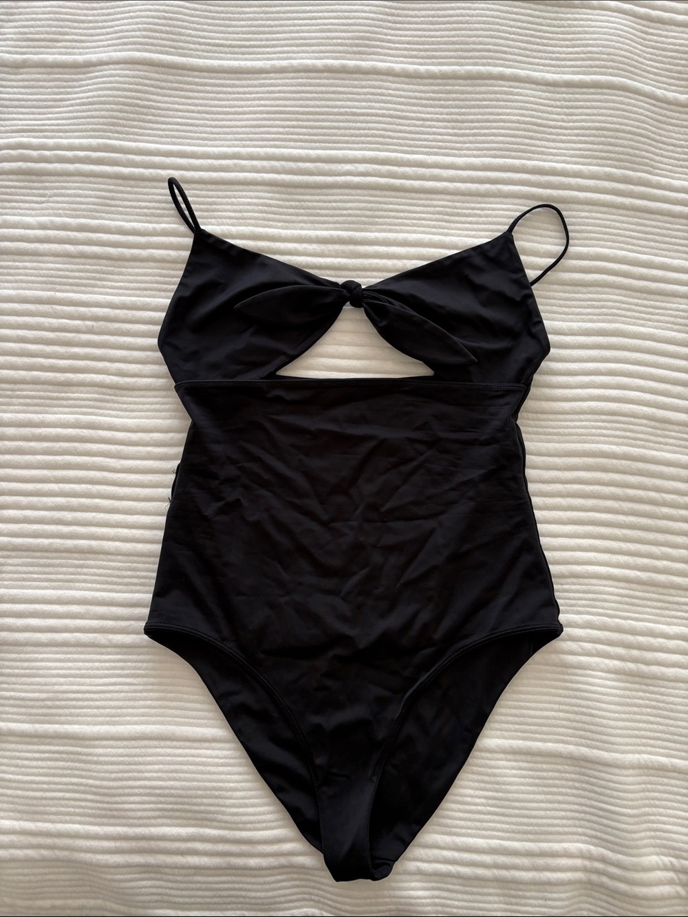 Wilfred Black Knot Front Cutout Spaghetti-Strap Bodysuit